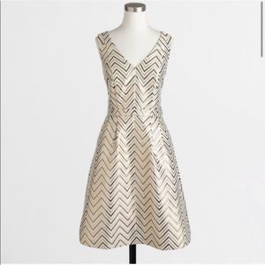 J. Crew Gold and Cream Chevron Mini Dress